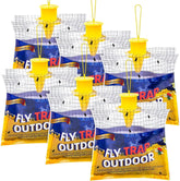 Glovv disposable fly traps 6-pack outdoor bags attract flies with color and scent.