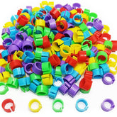 Gmeily 8mm quail leg bands in multicolor for batch identification.