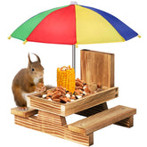 Gnodry Squirrel Feeder with umbrella view offering sheltered outdoor snacking