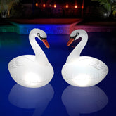 Goallim inflatable swan pool light for festive daytime decor and night ambiance