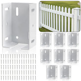 Goaste 8-pack aluminum fence brackets with screws for durable vinyl fence connections.