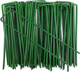Goboloto 6-inch galvanized landscape stake securing artificial grass and weed barrier efficiently.