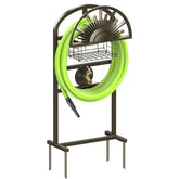GOFORWILD garden hose holder with brass faucet enables organized outdoor watering