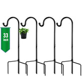 GOFORWILD shepherd hook 4-pack in black showcases sturdy 33-inch height for versatile display.