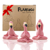 Goodeco mini yoga flamingo figurine on desk adds whimsy and calm to your workspace.