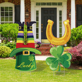 Goolife shamrock yard sign for vibrant outdoor St. Patrick's vibes.