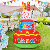 GOOSH 6.2 ft birthday cake inflatable with candles and LED lights for yard celebrations