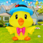 GOOSH Easter inflatable chicken with blue hat welcomes spring in the yard