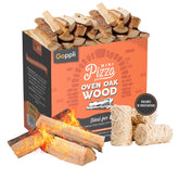 Goppli kiln-dried oak logs 5-6 inch for authentic wood-fired pizzas with fast heat.