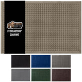 GORILLA GRIP HydroABSORB mat at entry with water dam border trapping moisture.