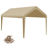 GOTRUTH 10x20 beige canopy cover protects vehicles from rain.