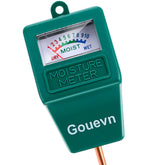 Gouevn soil moisture meter dial reading helps guide plant watering.