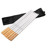 Goutime 23 inch skewers with wooden handles for cool, safe grilling.