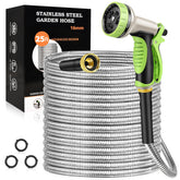 GOXAWEE garden hose 25ft with stainless steel shell for durable yard watering.
