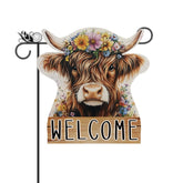 GPGHE Highland Cow flag burlap welcomes spring with vivid print and durable outdoor-ready design.