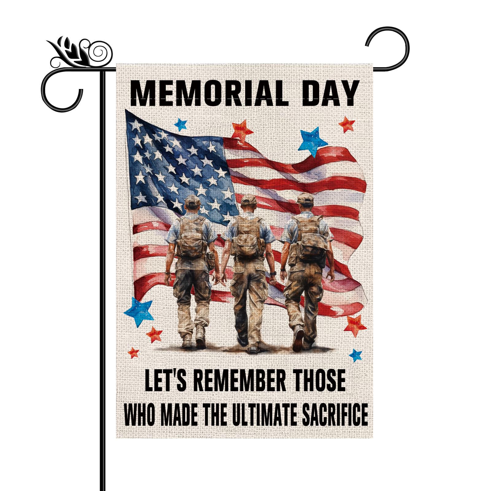 GPGHE Memorial Day flag front view with stars and stripes for outdoor décor.