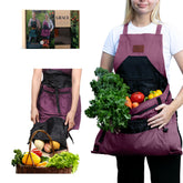 Grace and August gardening apron front view with seven pockets for tools.
