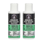 Grandpa Gus's Advanced Pest Control bottle pour illustrates easy dilution for indoor and outdoor use.