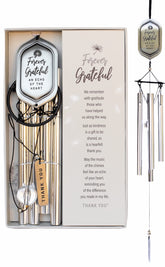 The Grandparent Gift Co. Forever Grateful wind chime topper engraving expresses heartfelt gratitude for kindness.