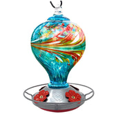 Grateful Gnome hummingbird feeder blue egg design attracts hummingbirds outdoors