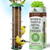 Gray Bunny Finch Bird Feeder with 16 ports for easy backyard finch viewing