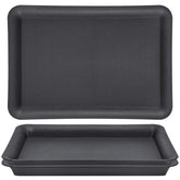 GREANER 17-inch plastic plant saucer front view; sturdy black tray catches drips to protect floors.