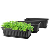 GREANER rectangle planters three-pack in black for versatile indoor gardening
