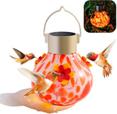 Grebilux glass orb hummingbird feeder with lifelike flowers attracts hummingbirds