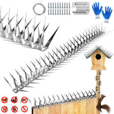 GRECOMEIN Bird Spikes package includes 34 pieces and installation hardware for quick setup.