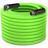Greenleisure heavy-duty garden hose 200ft coiled for easy storage and quick watering.