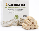 GreenSpark fire starters 70-pcs packaging showcases eco friendly ignition for outdoor gatherings.