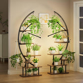Greenstell half-moon 7-tier plant stand with space for multiple pots, ideal for indoor display.