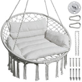 GREENSTELL hammock chair cushion close-up shows cloud-like comfort and silk-like cotton.