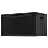 Greesum 100 gallon resin deck box stores garden tools safely in rain