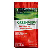 GreenView Fairway Formula bag shows spring lawn fertilizer benefits for lush, weed-free lawns.