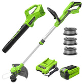 Greenworks 40V cordless yard kit featuring a 13-inch trimmer for precise edging.
