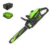 Greenworks 60V Pro 16in brushless chainsaw with lightweight handle for easy maneuvering