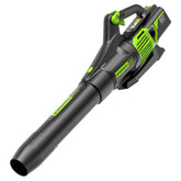 Greenworks Pro 60V blower front angle shows compact power for yard cleanup.