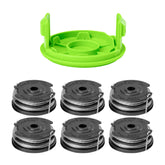 GreenWorks replacement trimmer spool in a 6-pack for easy lawn care.