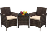 Greesum 3-piece patio left chair showing lightweight wicker for easy movement and placement
