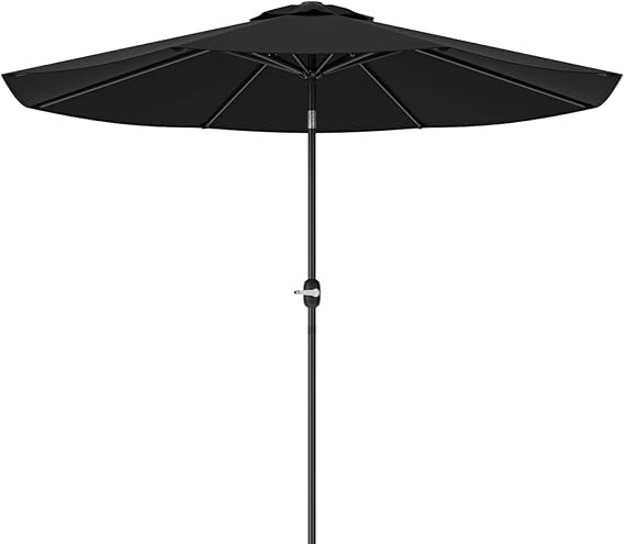 Greesum 9ft canopy in black provides shade for patios and pools.
