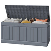 Greesum 82-gallon resin deck box with lid, waterproof outdoor storage