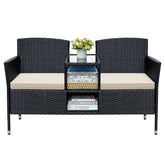 Greesum patio loveseat built-in coffee table for convenient outdoor lounging.