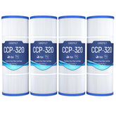 Grefilt CCP320 pool filter cartridge image shows 320 sq ft filtration for clear water.