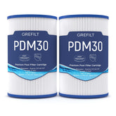 Grefilt oval PDM30 spa filter cartridge on a hot tub, delivering crisp water.
