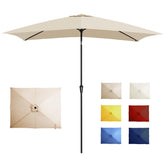 GREFORG 6.5x10ft rectangular umbrella canopy blocks sun for outdoor dining.
