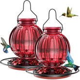 Grete Gotye two-pack glass hummingbird feeder for outdoors with durable garden decor.