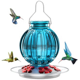 Grete Gotye glass hummingbird feeder 26oz with perch for backyard nectar viewing.