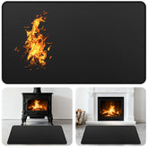 GRIBUDDY fireplace mat in hero view protects hearth from sparks.