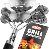 GRILLART bristle-free brush close-up highlighting safety and residue removal.